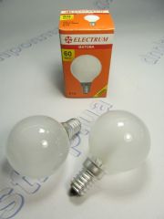 Лампочка  электрическая Е14 / 60Вт (шар матовая) ELECTRUM 591985