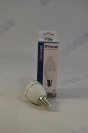 Светодиодная лампочка LB-737/ С37 свеча/ 6W/ 230V/ 520Lm/ Е-14/ 4000К (FERON)