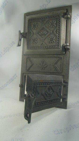 Дверца поддувальная и топочная чугунная спаренная 440мм*220мм 100922 вишиванка