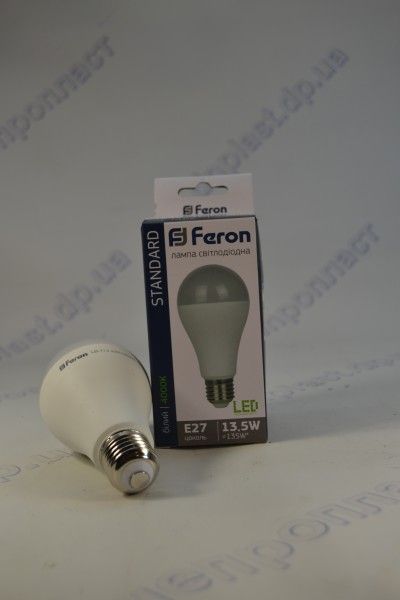 Светодиодная лампочка LB-713/ А65/ 13,5W/ 230V/ 1250Lm/ Е-27/4000К белый (FERON)