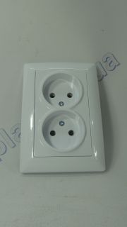 Розетка 2  простая белая HOROZ
