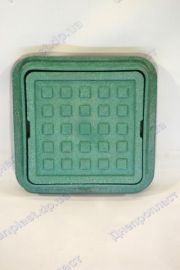 Люк квадрат зеленый смотровой (300*300мм.выс.80мм.юбка 360*360мм)