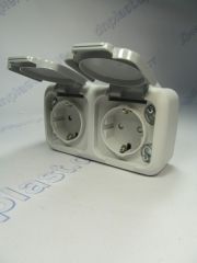 Розетка 2 открытая  с заземлением  (влагозащитная) VI-KO Palmiye