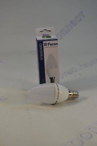 Светодиодная лампочка LB-737/ С37 свеча/ 6W/ 230V/ 520Lm/ Е-14/ 4000К (FERON)