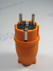 Вилка евро с заземлением прямая каучуковая  (черная)