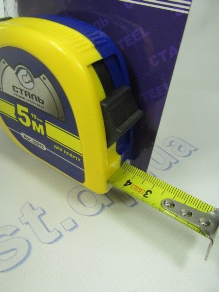 Рулетка 5м*19мм пластиковый корпус СТАЛЬ