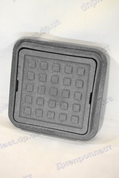 Люк квадрат черный смотровой (300*300мм.выс.80мм.юбка 360*360мм)