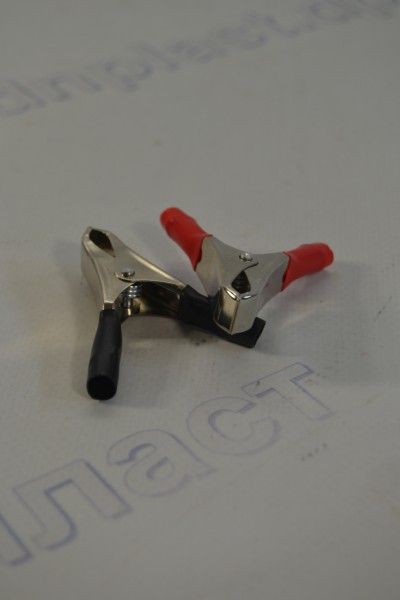 Зажим электрический (крокодил) средний 50А, L=10см (красный, черный) цена за пару