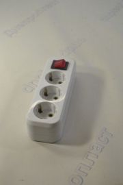 Колодка 3 гнезда с заземлением и выключателем Svitex