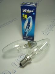 Лампочка  электрическая Е14 / 40Вт (свечка) инд.уп. ТМ"Искра"