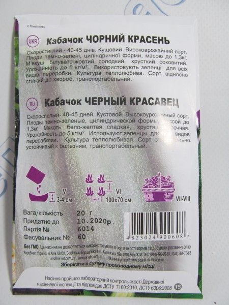 Чорний красень кабачок великий пакет 20г (НК Єліт)