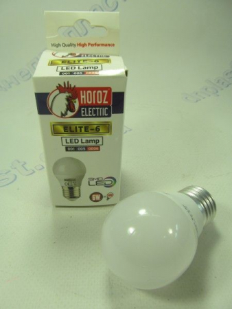 Лампа светодиодная шар LED 6W E27 6400K HOROZ