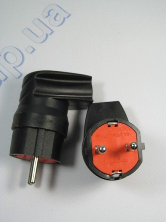 Вилка із заземленням Г-подібна каучукова  