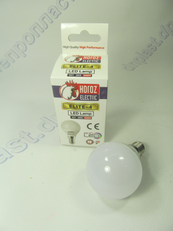 Лампа светодиодная шар LED 4W E14 6400K HOROZ