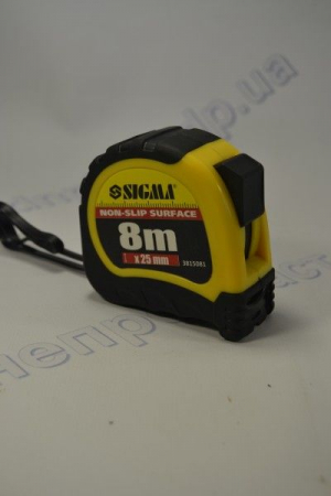 Рулетка обрезиненый корпус 8м*25мм  Sigma