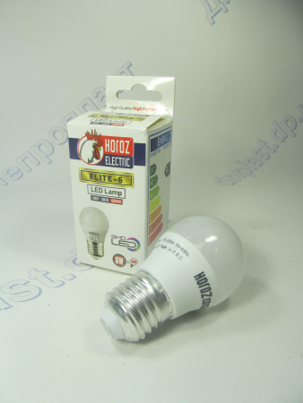 Лампа светодиодная шар LED 6W E27 6400K HOROZ
