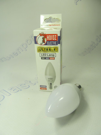 Лампа светодиодная свечка LED 4W E14 6400K HOROZ