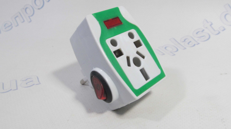 Переходник на евровилку английский с кнопкой белый 16А 250В