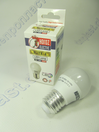 Лампа светодиодная шар LED 6W E27 6400K HOROZ
