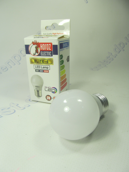 Лампа светодиодная шар LED 6W E27 6400K HOROZ