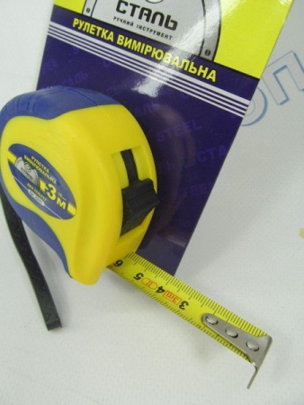 Рулетка 3м*16мм обрезиненый корпус СТАЛЬ