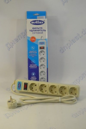 Удлинитель сетевой-фильтр 5гнезд/1,8м зазем./выкл.