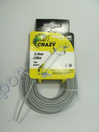 Леска для триммера круглая с тросом d 3мм/10м