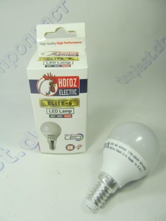 Лампа светодиодная шар LED 6W E14 6400K HOROZ