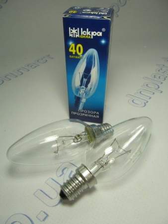 Лампочка  электрическая Е14 / 40Вт (свечка) инд.уп. ТМ"Искра"