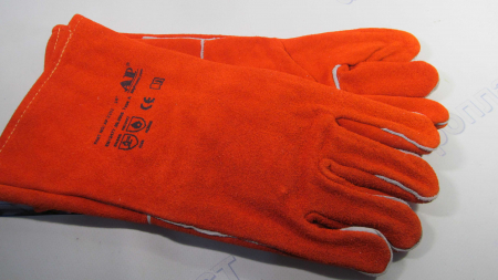 Рукавички зварника замшеві, жовті, червоні (потовщені)