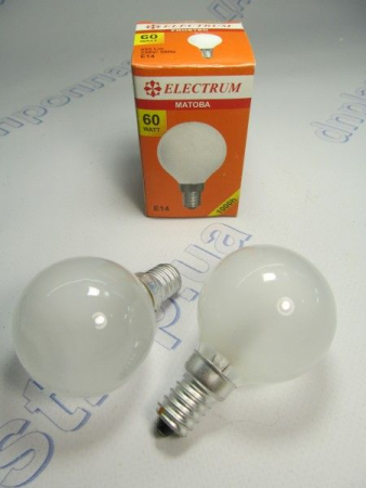 Лампочка  электрическая Е14 / 60Вт (шар матовая) ELECTRUM 591985