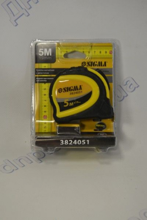 Рулетка обрезиненый корпус с автостопом 5м*19мм  Sigma