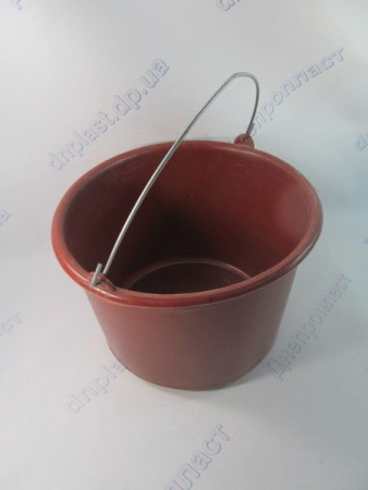 Ведро пластмасовое 12л. с металической ручкой красное