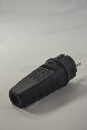 Вилка евро с заземлением  прямая каучуковая 16А FAR