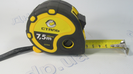 Рулетка 7,5м*25мм обрезиненый корпус СТАЛЬ
