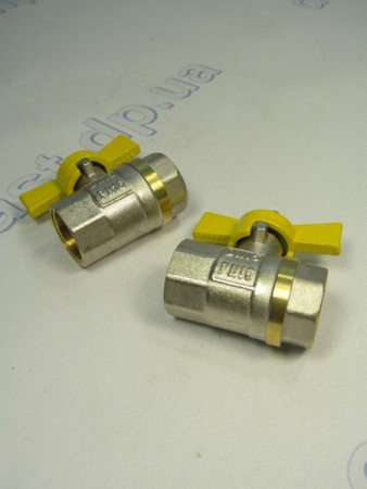 Кран шаровый бабочка 1/2 ВВ Sandi  (газ, желтый)