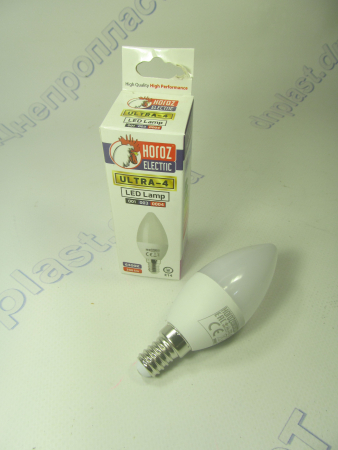 Лампа светодиодная свечка LED 4W E14 6400K HOROZ