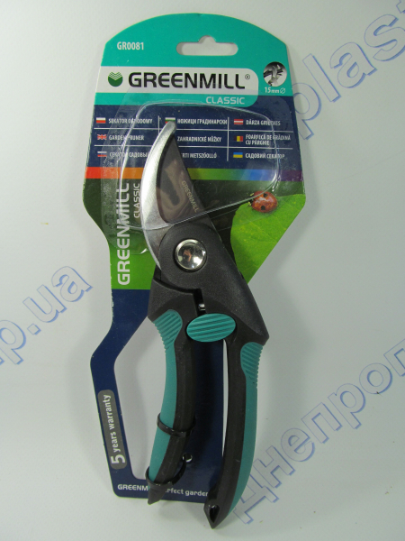 Секатор садовый, пластиковые ручки d=15мм  GREENMILL GR0081