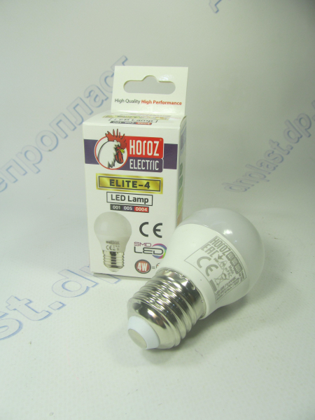 Лампа светодиодная шар LED 4W E27 6400K HOROZ